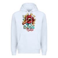 White Western Boss Babe Cigar Lip Premium Hoodie - BundleAndBundleShop