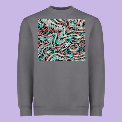 Pink And Turquoise Cowhide And Leopard Heavyweight Sweatshirt Designed By Ranaportraitstore