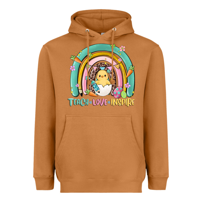 Teach Love Inspire Rainbow Heavyweight Hoodie by MaliasSmallBusiness | Teevron