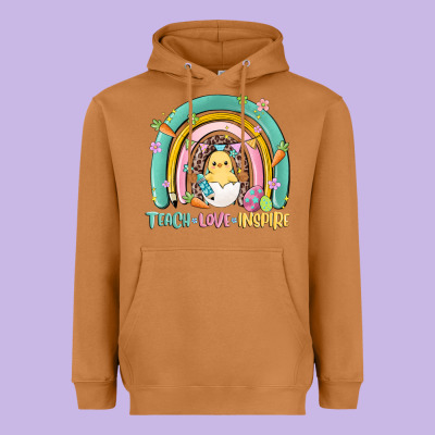 Teach Love Inspire Rainbow Heavyweight Hoodie Designed By Maliassmallbusiness