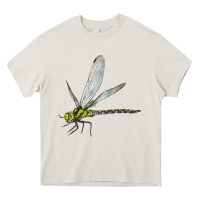 Cream Blue And Yellow Dragonfly Heavy Core Tee - LillyAllenDesigns