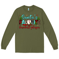 Army Green santa s favorite baseball player Long Sleeve Tee - JahusDesignShop