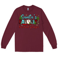 Burgundy santa s favorite baseball player Long Sleeve Tee - JahusDesignShop