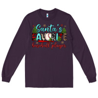 Plum santa s favorite baseball player Long Sleeve Tee - JahusDesignShop