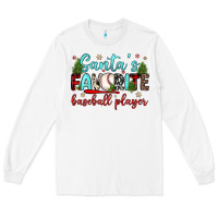 White santa s favorite baseball player Long Sleeve Tee - JahusDesignShop