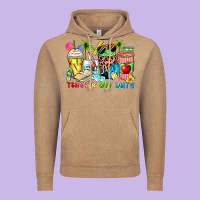 Teacher Off Duty Coffee Cups Vintage Hoodie Designed By Zillion Design Studio