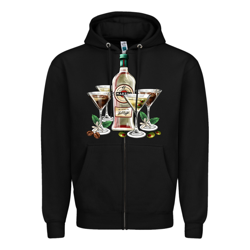 Martini Glasses And Martini Bottle Zipper Hoodie by AdoDesignShop | Teevron
