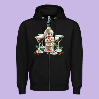 Martini Glasses And Martini Bottle Zipper Hoodie Designed By Adodesignshop