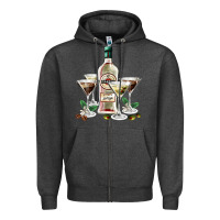 Charcoal Heather martini glasses and martini bottle Zipper Hoodie - AdoDesignShop