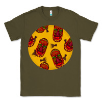 Army Green african masks round earrings 5 Classic Tee - BundleAndBundleShop