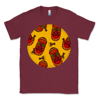 Burgundy african masks round earrings 5 Classic Tee - BundleAndBundleShop