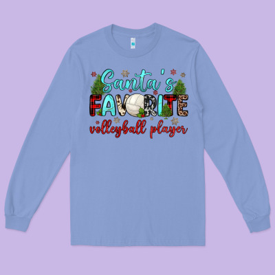 Santa S Favorite Volleyball Player Long Sleeve Tee Designed By Jahusdesignshop