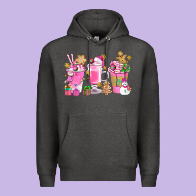 Pink Christmas Coffee Cups Bbs Premium Hoodie Designed By Bundleandbundleshop