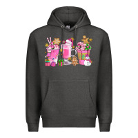 Charcoal Heather Pink Christmas Coffee Cups Bbs Premium Hoodie - BundleAndBundleShop
