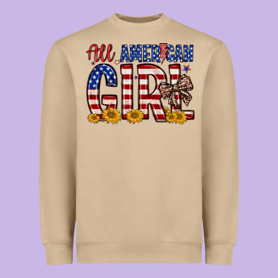 All American Girl Heavyweight Sweatshirt Designed By Zillion Design Studio