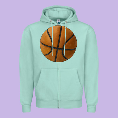 Basketball Ball Zipper Hoodie Designed By Jahusdesignshop