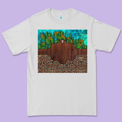 Custom Cactus And Sunflowers Leopard Turquoise Premium Tee Designed By Artiststas