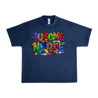 Navy ausome autism nurse Urban Heavy Tee - Zillion Design Studio