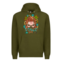 Army Green Western Rodeo Girl Braid Red Hair Premium Hoodie - BundleAndBundleShop