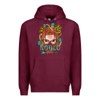 Burgundy Western Rodeo Girl Braid Red Hair Premium Hoodie - BundleAndBundleShop