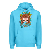 Ocean Blue Western Rodeo Girl Braid Red Hair Premium Hoodie - BundleAndBundleShop