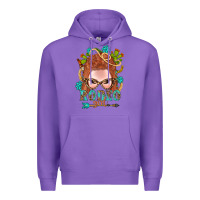 Purple Western Rodeo Girl Braid Red Hair Premium Hoodie - BundleAndBundleShop