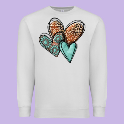 Western Love Hearts Premium Sweatshirt Designed By Maliassmallbusiness