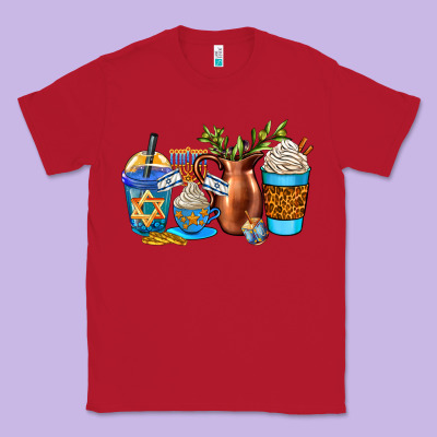 Hannukah Coffee Cups Classic Tee Designed By Adodesignshop