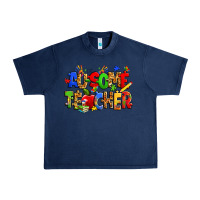 Navy ausome autism teacher Urban Heavy Tee - Zillion Design Studio