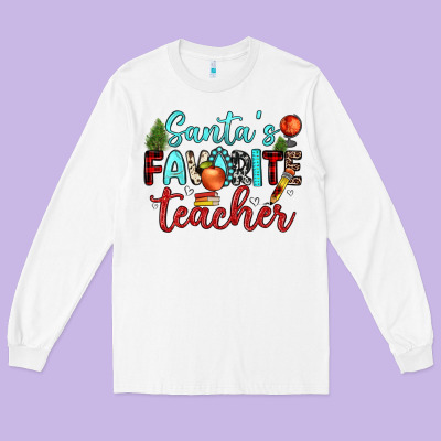 Santa S Favorite Teacher Long Sleeve Tee Designed By Jahusdesignshop