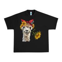 Black alpaca with sunflowers and bandana Urban Heavy Tee - BarkalooDesign