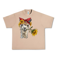 Burro alpaca with sunflowers and bandana Urban Heavy Tee - BarkalooDesign