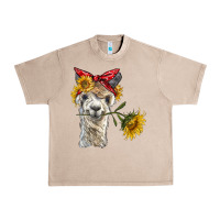 French Oak alpaca with sunflowers and bandana Urban Heavy Tee - BarkalooDesign