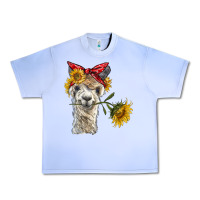 Grape Ice alpaca with sunflowers and bandana Urban Heavy Tee - BarkalooDesign