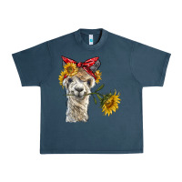 Midnight Navy alpaca with sunflowers and bandana Urban Heavy Tee - BarkalooDesign