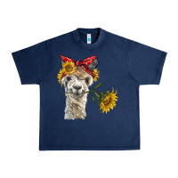 Navy alpaca with sunflowers and bandana Urban Heavy Tee - BarkalooDesign