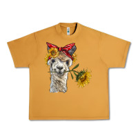 Peanut Butter alpaca with sunflowers and bandana Urban Heavy Tee - BarkalooDesign