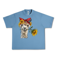 Pebble Blue alpaca with sunflowers and bandana Urban Heavy Tee - BarkalooDesign