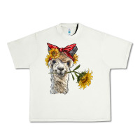 Pistachio alpaca with sunflowers and bandana Urban Heavy Tee - BarkalooDesign