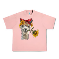 Salmon alpaca with sunflowers and bandana Urban Heavy Tee - BarkalooDesign