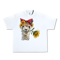 White alpaca with sunflowers and bandana Urban Heavy Tee - BarkalooDesign