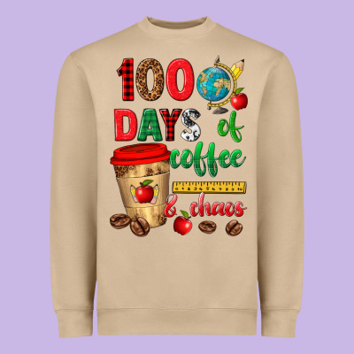 100 Days Of Coffee And Chaos Heavyweight Sweatshirt Designed By Texasbilliewilder