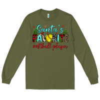 Army Green santa s favorite softball player Long Sleeve Tee - JahusDesignShop