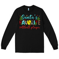Black santa s favorite softball player Long Sleeve Tee - JahusDesignShop