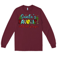 Burgundy santa s favorite softball player Long Sleeve Tee - JahusDesignShop