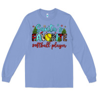 Colony Blue santa s favorite softball player Long Sleeve Tee - JahusDesignShop