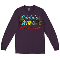 Plum santa s favorite softball player Long Sleeve Tee - JahusDesignShop
