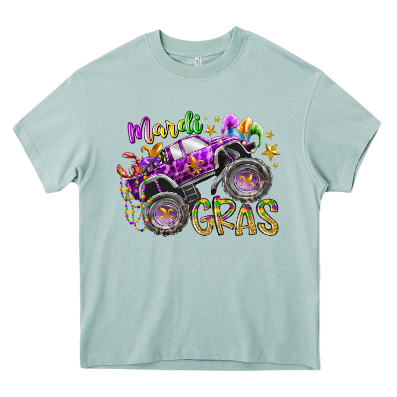 Mardi Gras Monster Truck Heavy Core Tee by RacoonDesign | Teevron