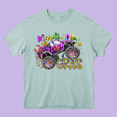 Mardi Gras Monster Truck Heavy Core Tee Designed By Racoondesign