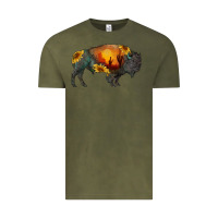 Vintage Olive sunflower bison Vintage Tee - RanaPortraitStore